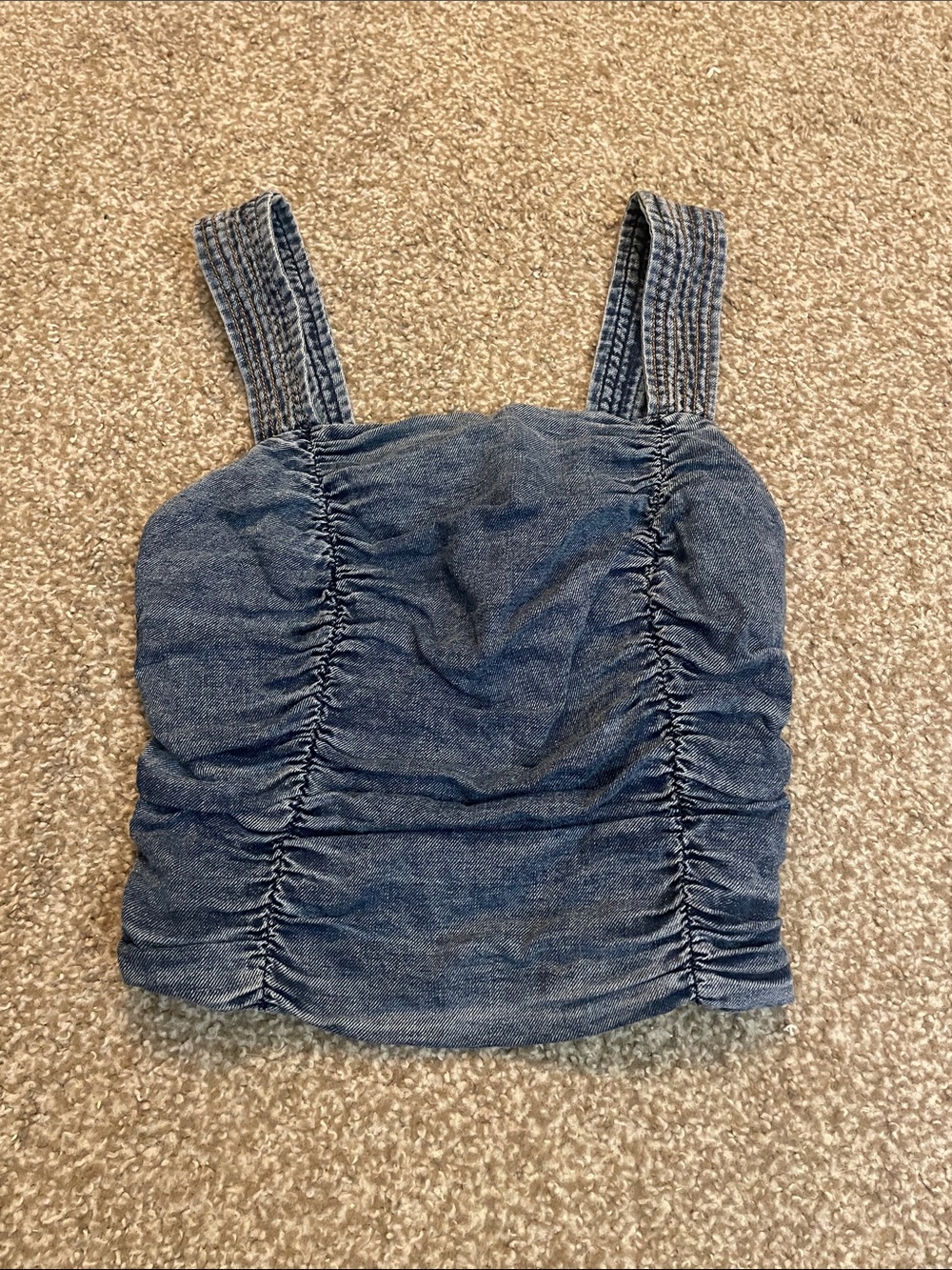 Anthropologie Pilcro Denim Ruched Crop Top